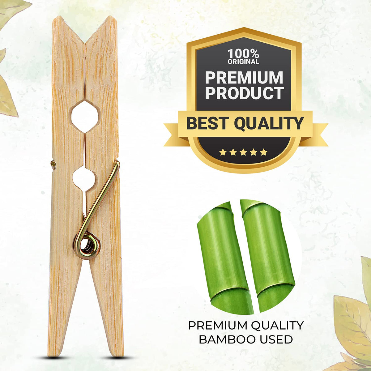 Bamboo Wood Cloth Clips