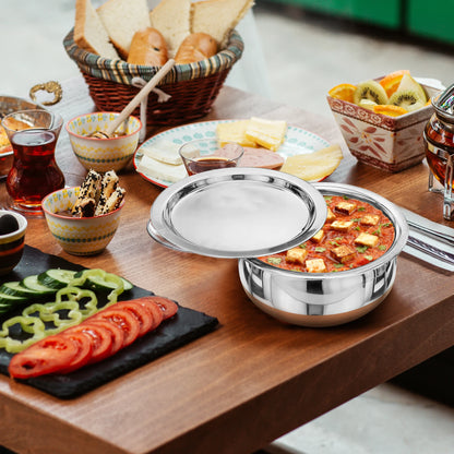 LIMETRO STEEL Copper Base Handi with Lid / Urli Set Coo...