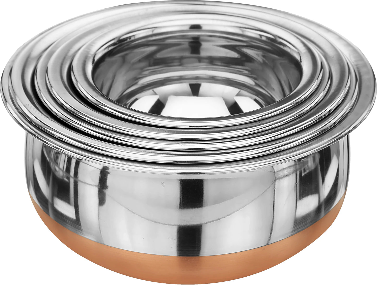 LIMETRO STEEL Copper Base Handi with Lid / Urli Set Coo...