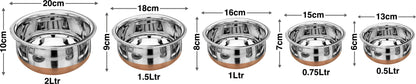LIMETRO STEEL Copper Base Handi with Lid / Urli Set Coo...