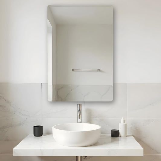 Frameless Rectangular Glass Wave Wall Mount Mirror
