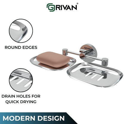 Steel Round Shape Double Soap Dish l Soap Case I