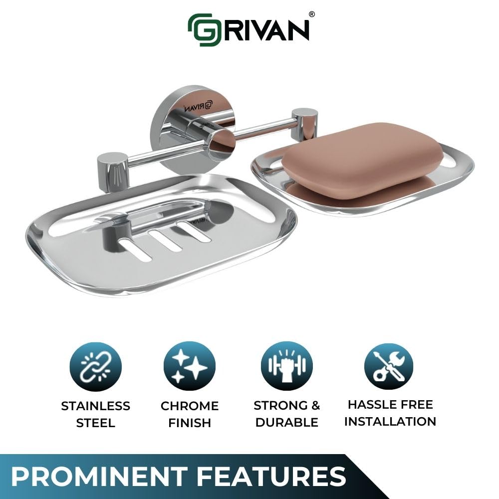 Steel Round Shape Double Soap Dish l Soap Case I