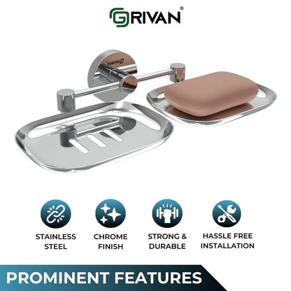 Steel Round Shape Double Soap Dish l Soap Case I