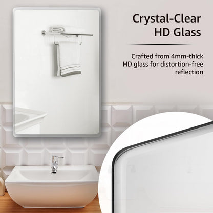 Frameless Rectangular Glass Wave Wall Mount Mirror