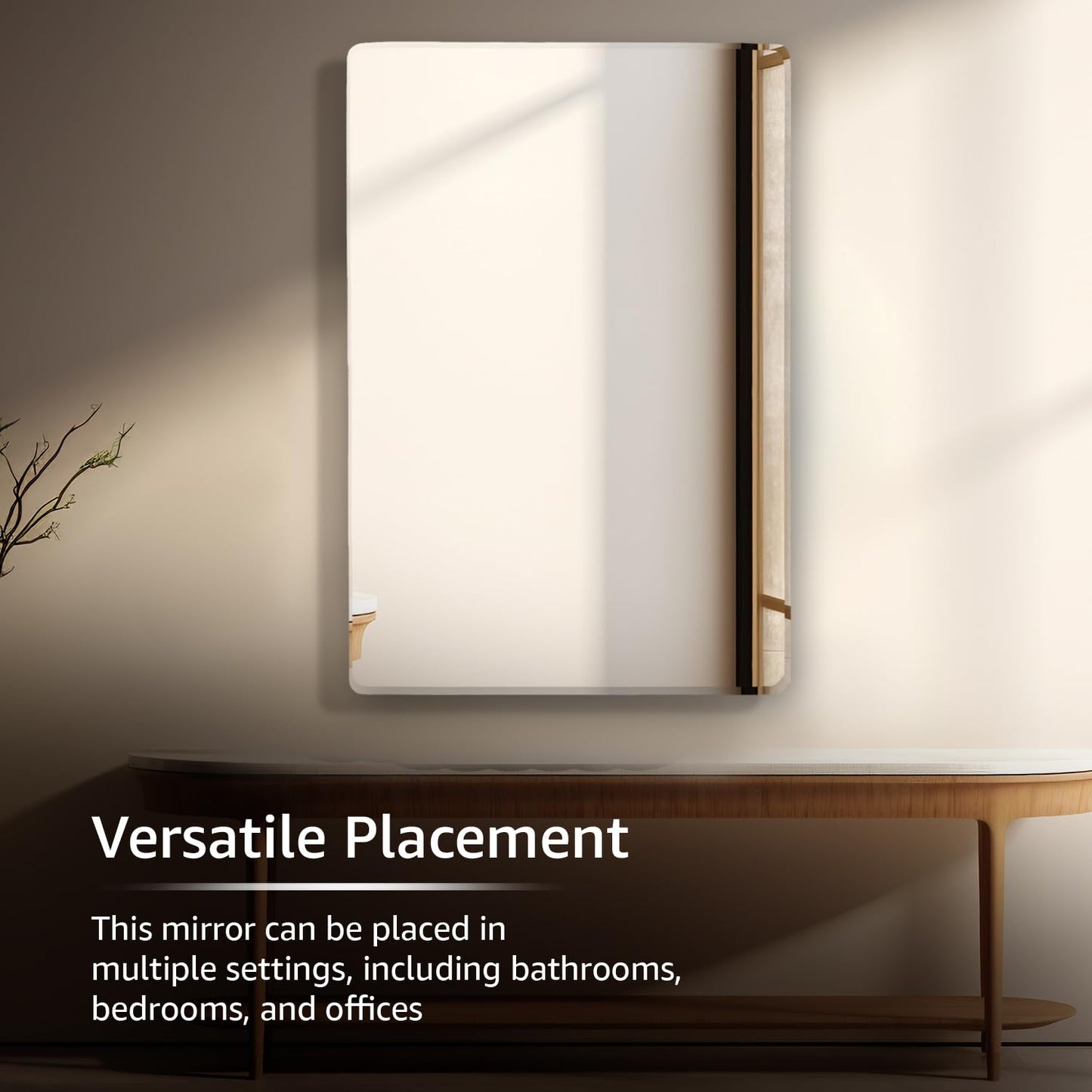 Frameless Rectangular Glass Wave Wall Mount Mirror