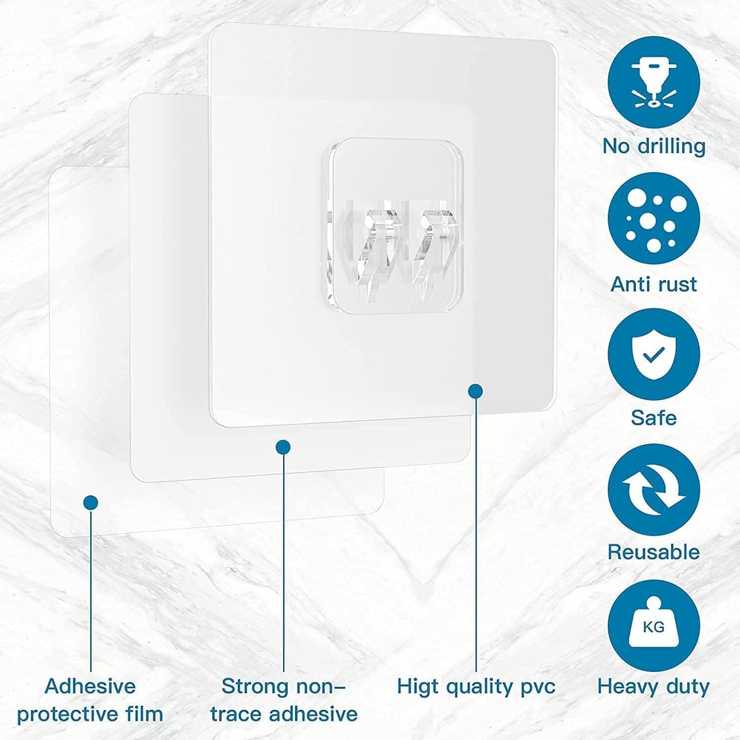 adhesive shower hooks(Pack of 10)