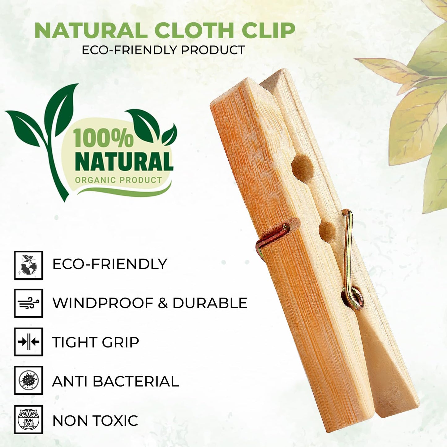 Bamboo Wood Cloth Clips