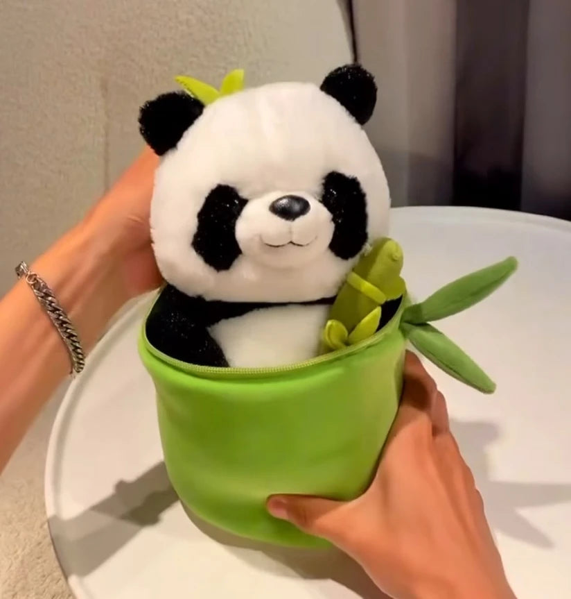 R C TRADERS Soft Stuffed Bamboo Panda Toy, Reversible Panda Toy  - 28 cm (Green, Black)