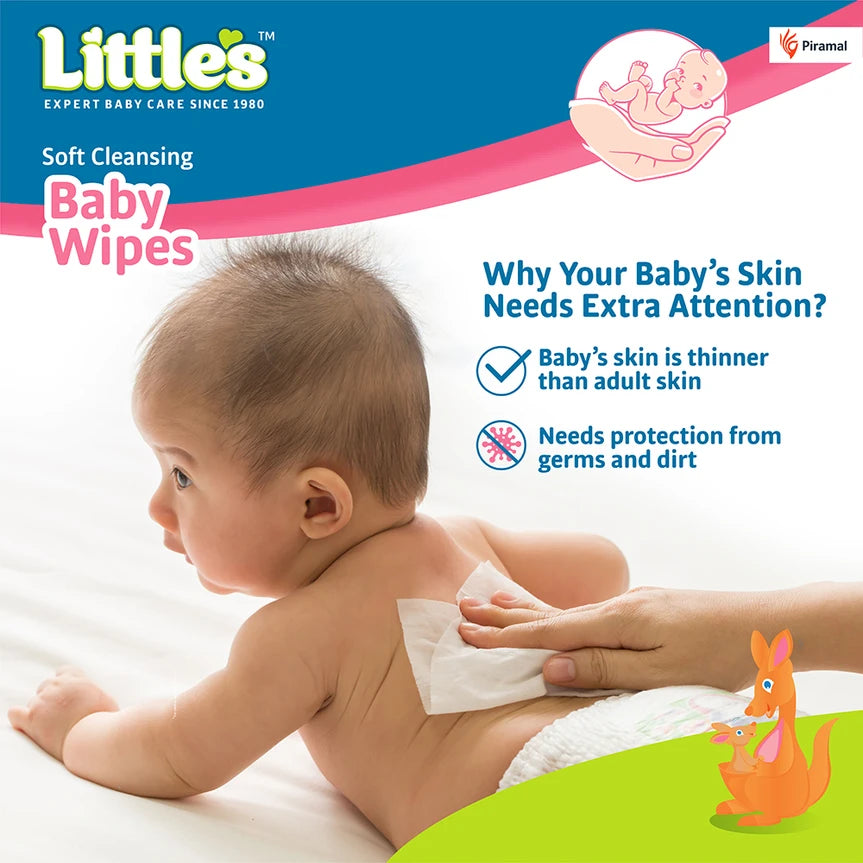 Little's Soft Cleansing Baby Wipes with Aloe Vera, Jojoba Oil & Vitamin E – Lid Pack (240 Wipes)