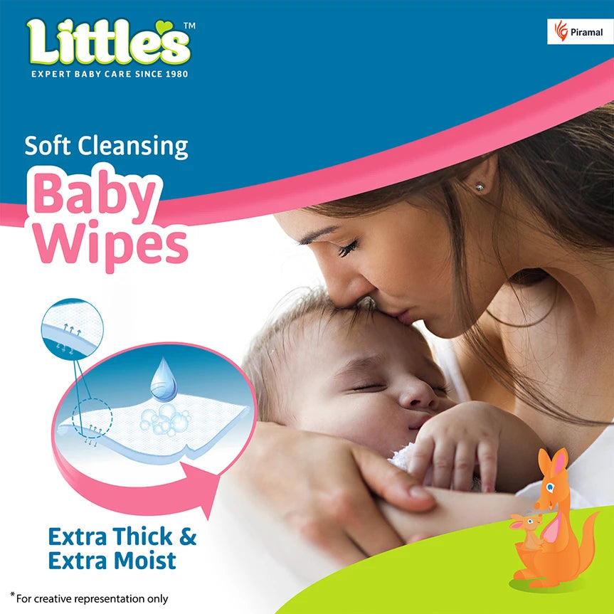 Little's Soft Cleansing Baby Wipes with Aloe Vera, Jojoba Oil & Vitamin E – Lid Pack (240 Wipes)