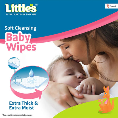 Little's Soft Cleansing Baby Wipes with Aloe Vera, Jojoba Oil & Vitamin E – Lid Pack (240 Wipes)