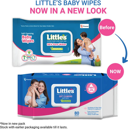 Little's Soft Cleansing Baby Wipes with Aloe Vera, Jojoba Oil & Vitamin E – Lid Pack (240 Wipes)