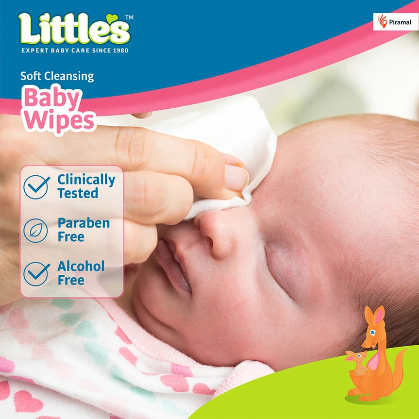 Little's Soft Cleansing Baby Wipes with Aloe Vera, Jojoba Oil & Vitamin E – Lid Pack (240 Wipes)