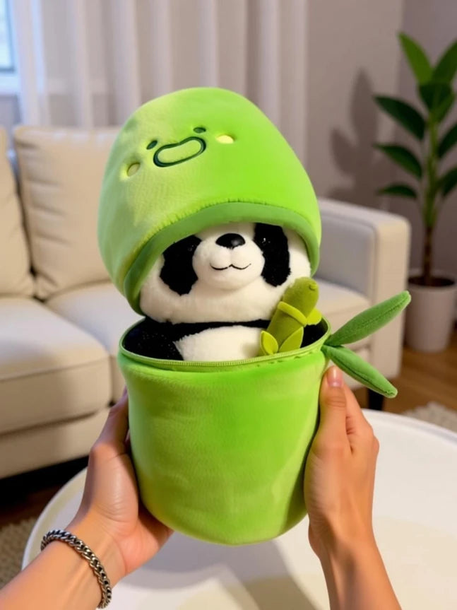 R C TRADERS Soft Stuffed Bamboo Panda Toy, Reversible Panda Toy  - 28 cm (Green, Black)