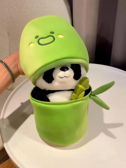 R C TRADERS Soft Stuffed Bamboo Panda Toy, Reversible Panda Toy  - 28 cm (Green, Black)